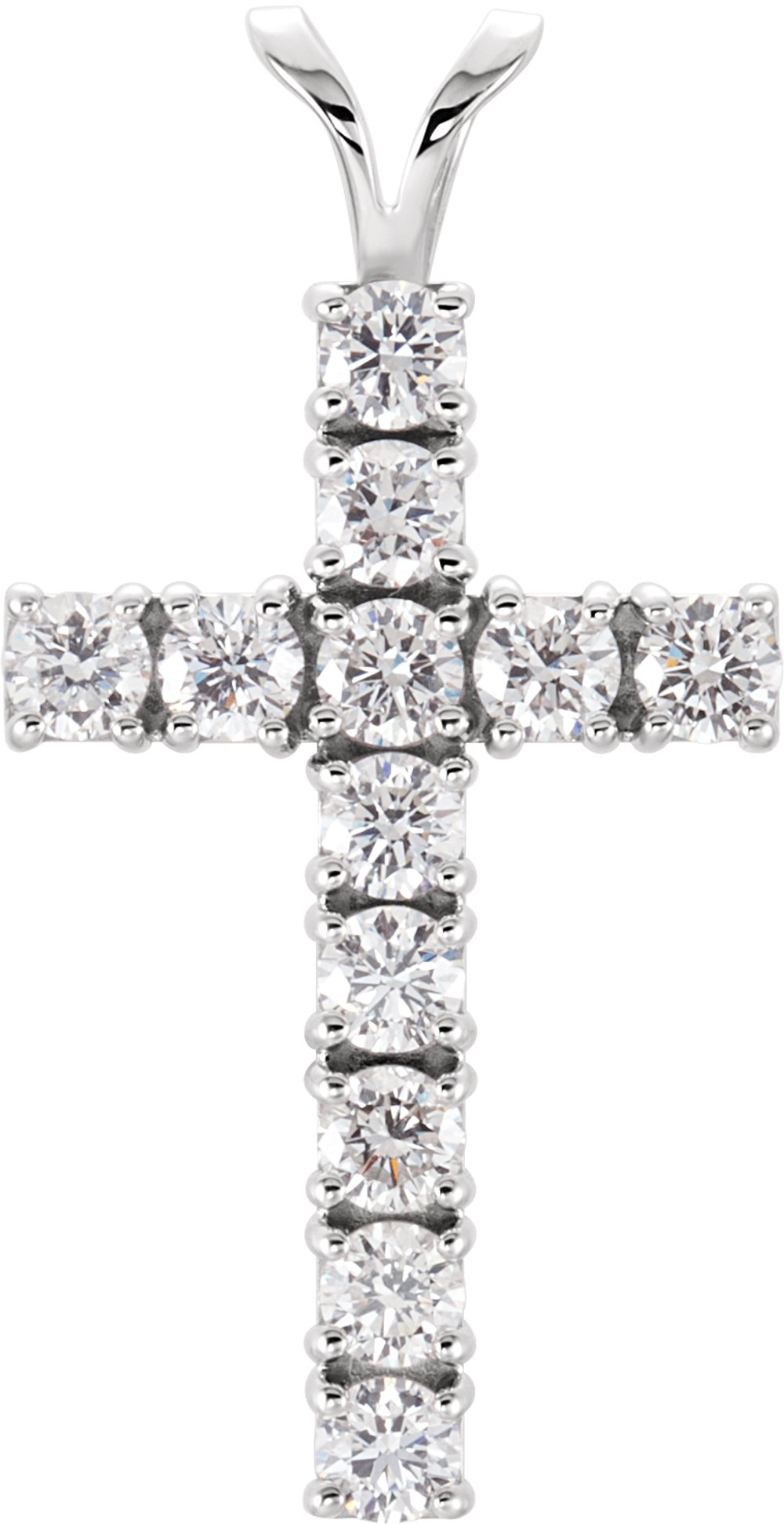14K White 1 1/4 CTW Lab-Grown Diamond Cross Pendant