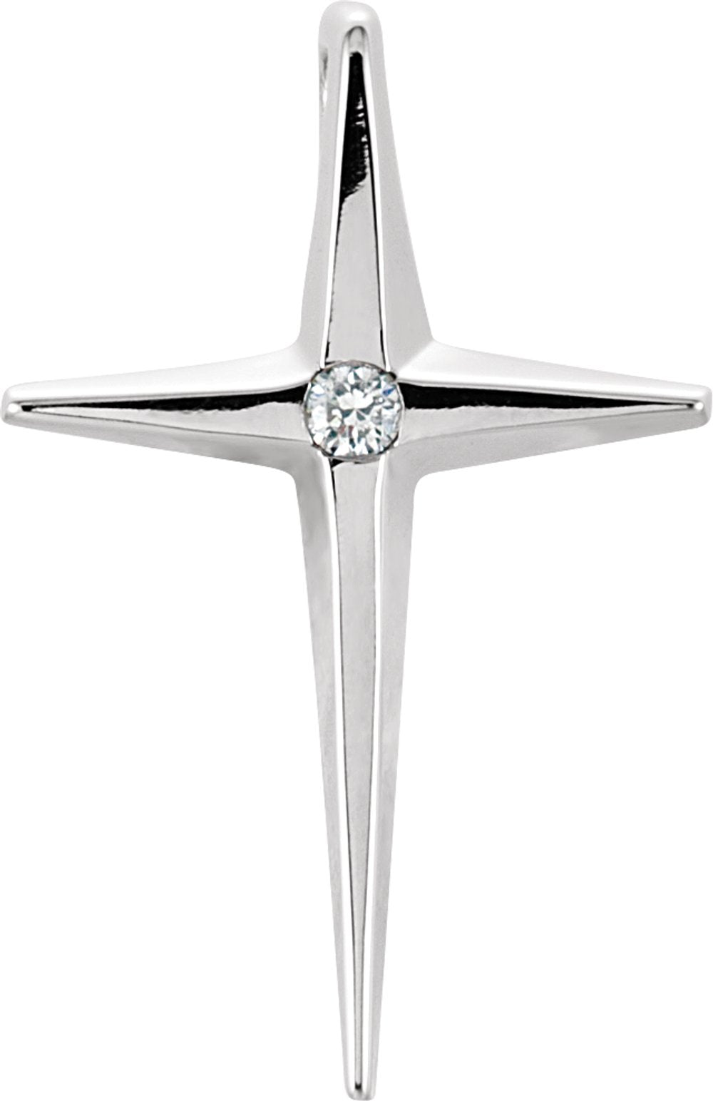 14K White .025 CTW Natural Diamond Cross Pendant