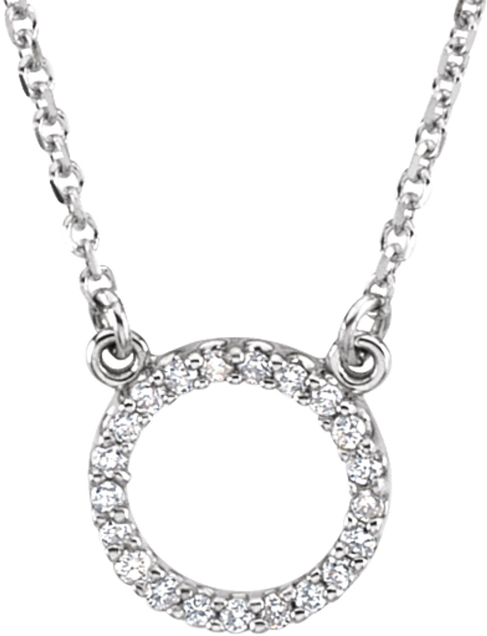 14K White Gold .08 CTW Natural Diamond Circle 16" Necklace