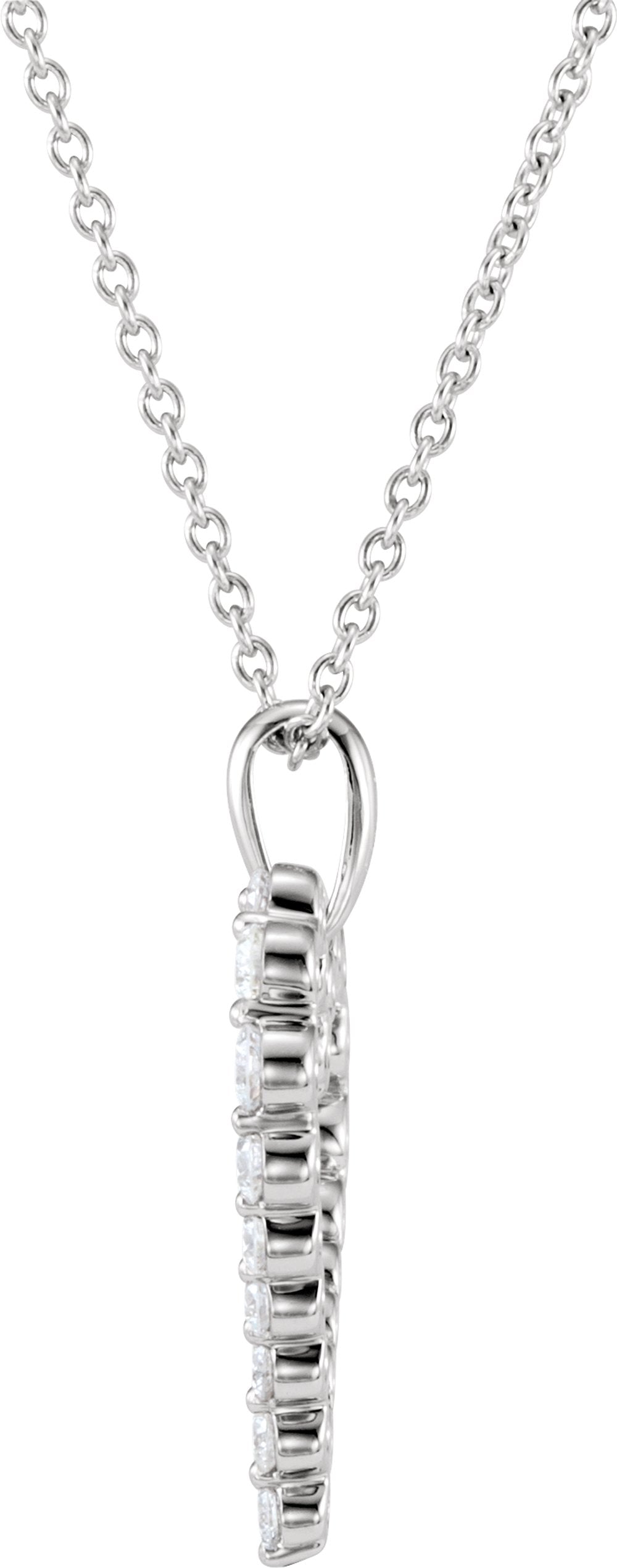 14K White Gold 1 CTW Natural Diamond Heart 18" Necklace