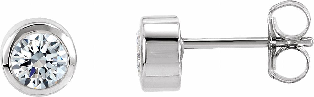 14K White Gold 1/2 CTW Natural Diamond Bezel-Set Earrings