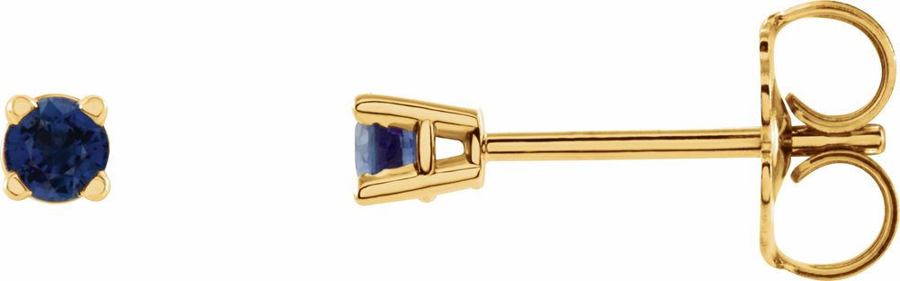 14K Yellow Gold 2.5 mm Natural Blue Sapphire Earrings