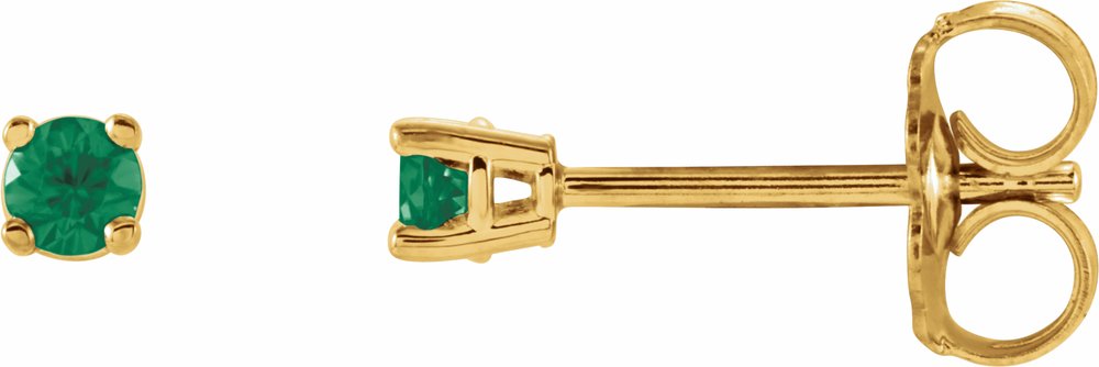 14K Yellow Gold 2.5 mm Natural Emerald Earrings