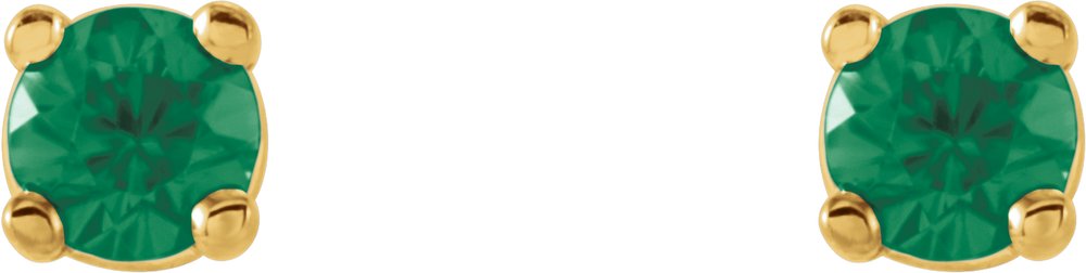 14K Yellow Gold 2.5 mm Natural Emerald Earrings