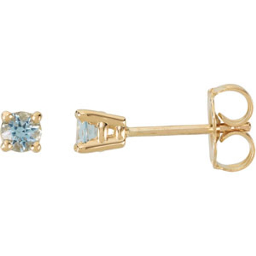 14K Yellow Gold Natural Aquamarine Stud Earrings