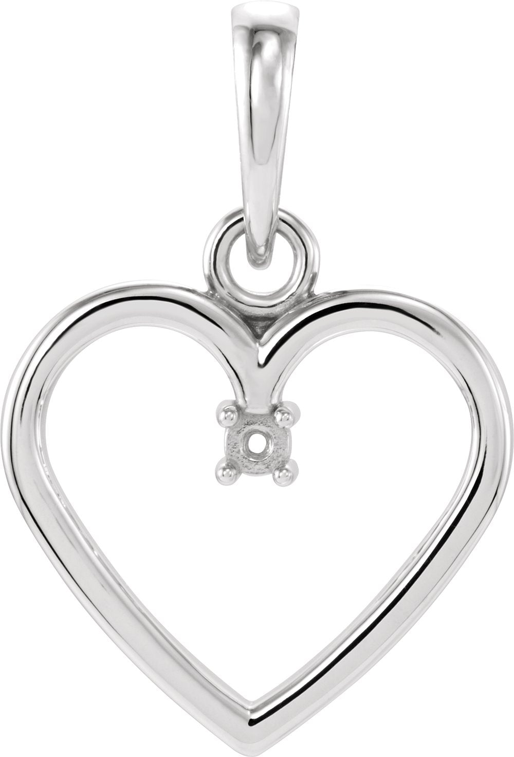 10K White 1.5 mm Heart Pendant Mounting