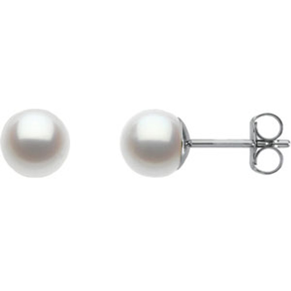 14K White Gold Cultured White Freshwater Pearl Earrings