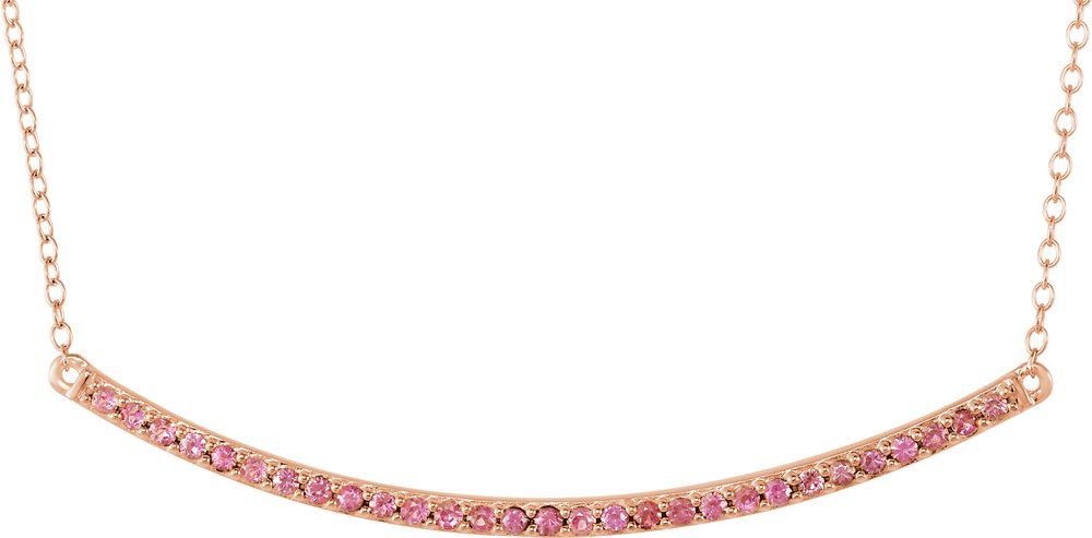 14K Rose Gold Natural Pink Sapphire Bar 16-18" Necklace