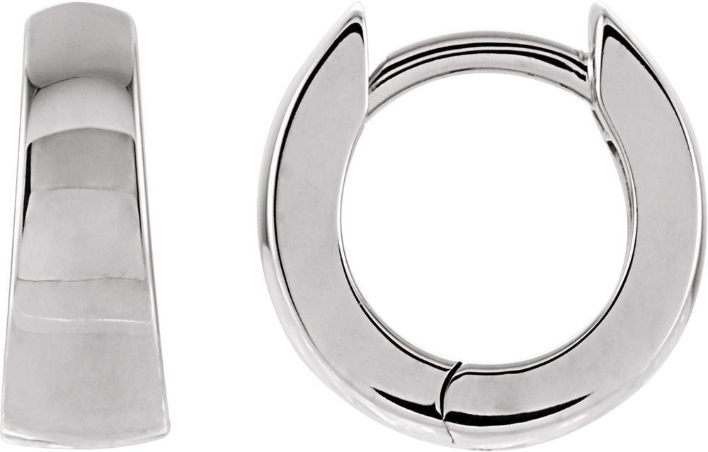 14K White Gold Hinged 10.25 mm Hoop Earrings