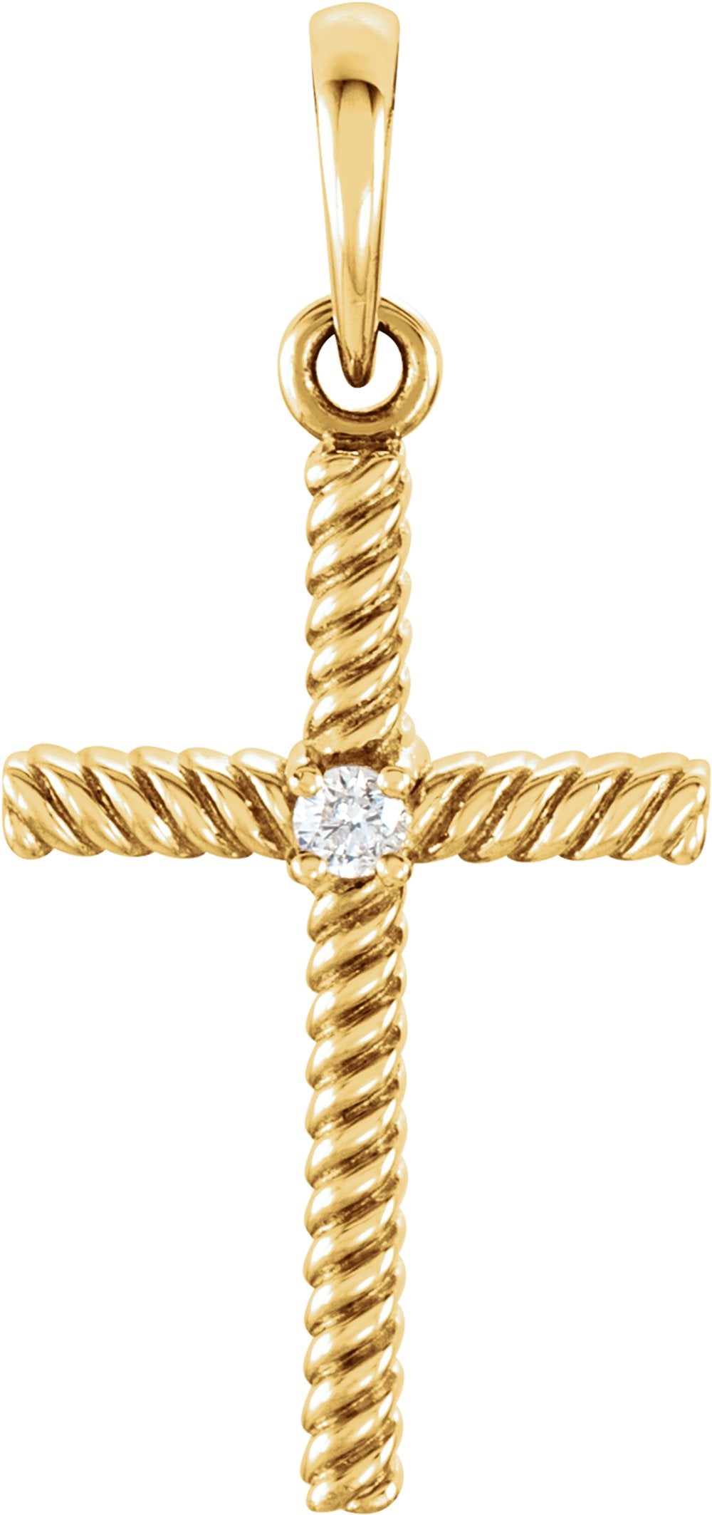 14K Yellow Gold .02 CT Natural Diamond Cross Pendant