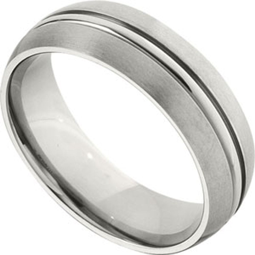 Titanium 7 mm Grooved Comfort-Fit Half Round Band Size 9