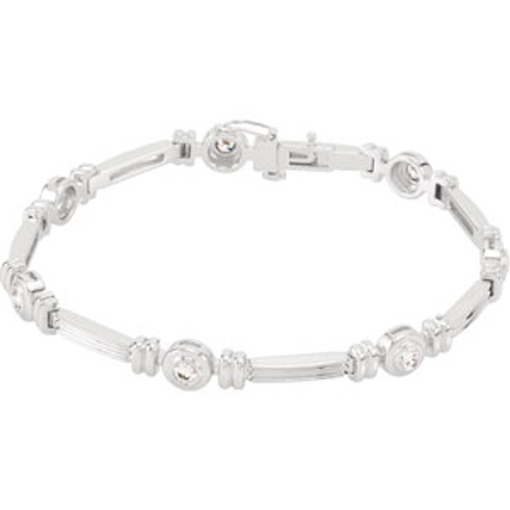14K White Gold 1 CTW Lab-Grown Diamond Line 7" Bracelet