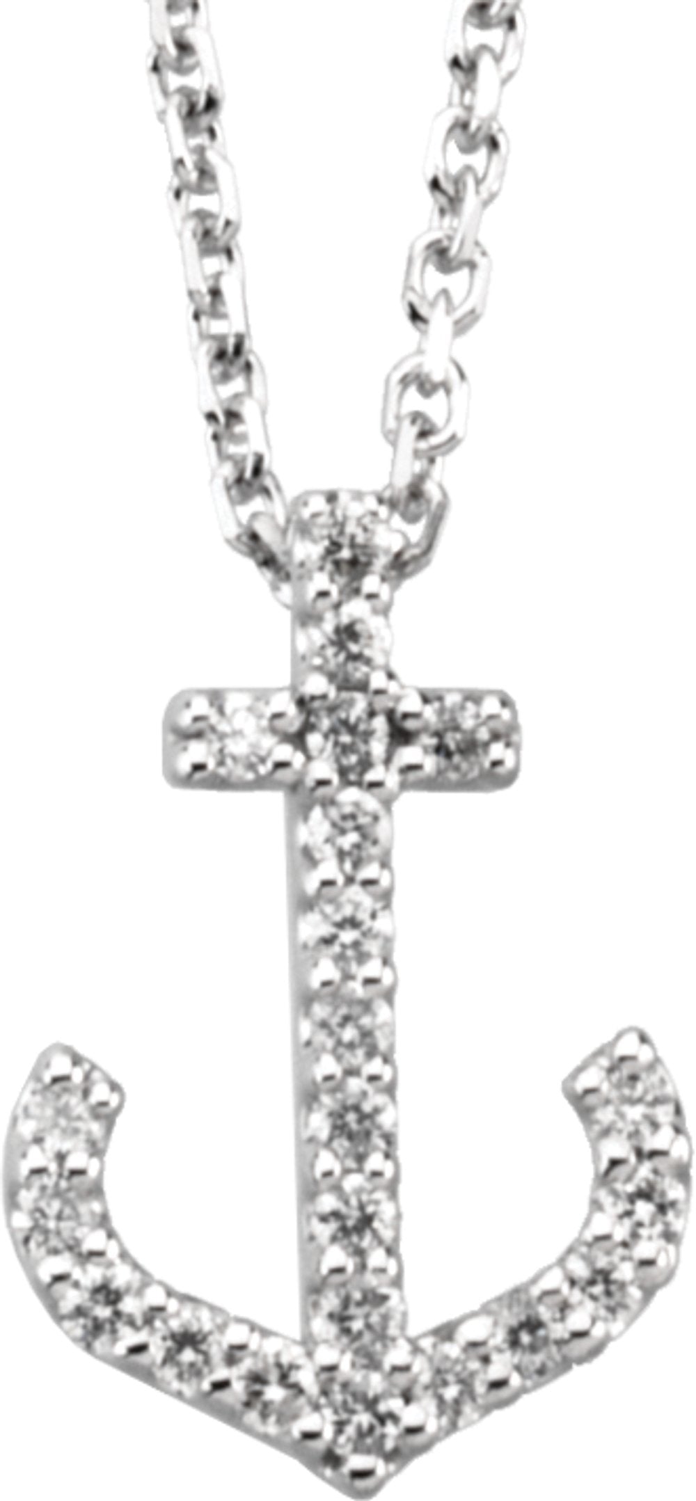 14K White Gold .08 CTW Natural Diamond Anchor 16" Necklace