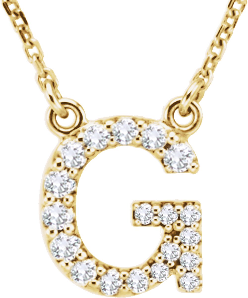 14K Yellow Gold 1/6 CTW Natural Diamond Initial G 16" Necklace