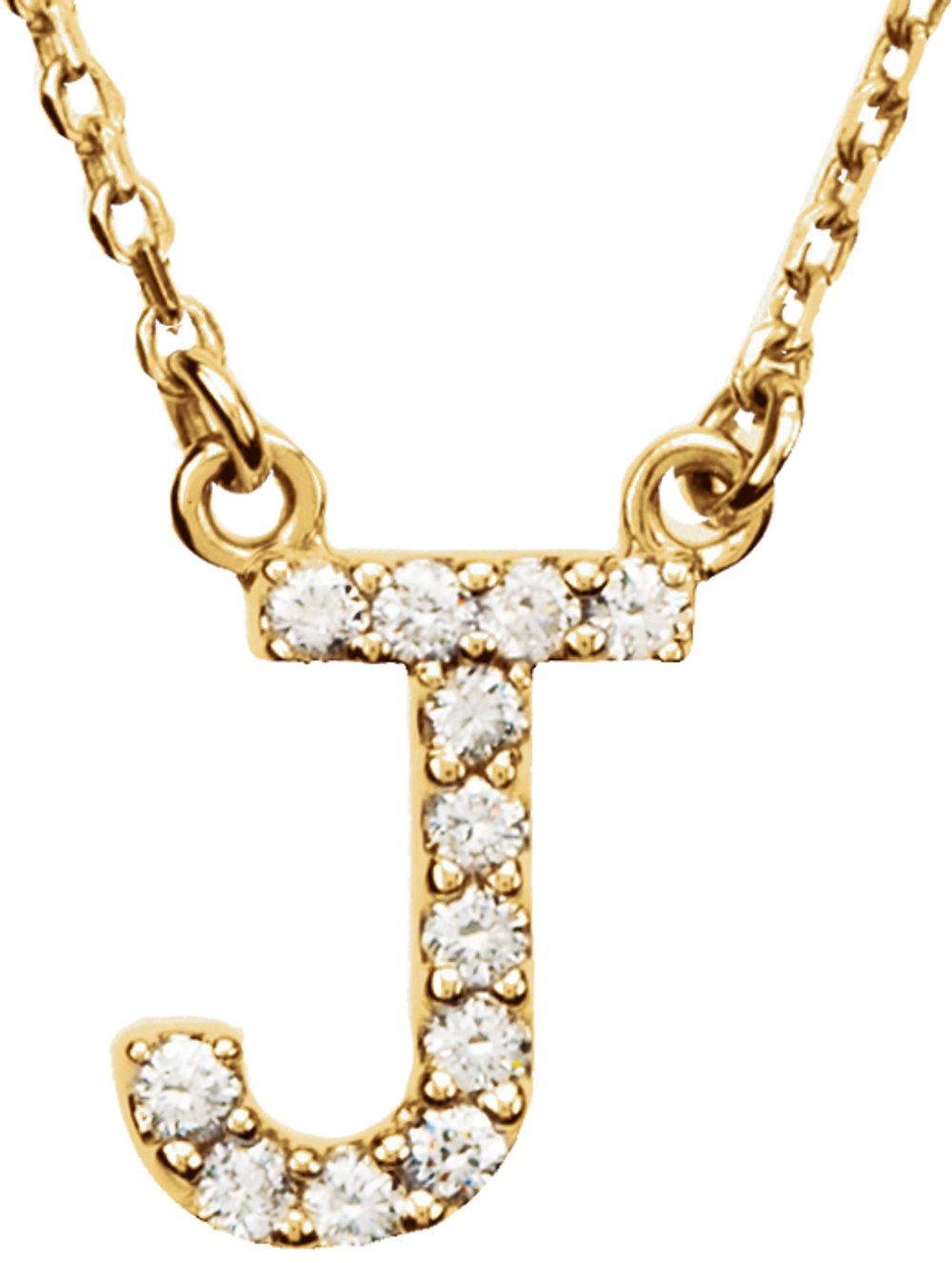 14K Yellow Gold 1/10 CTW Natural Diamond Initial J 16" Necklace
