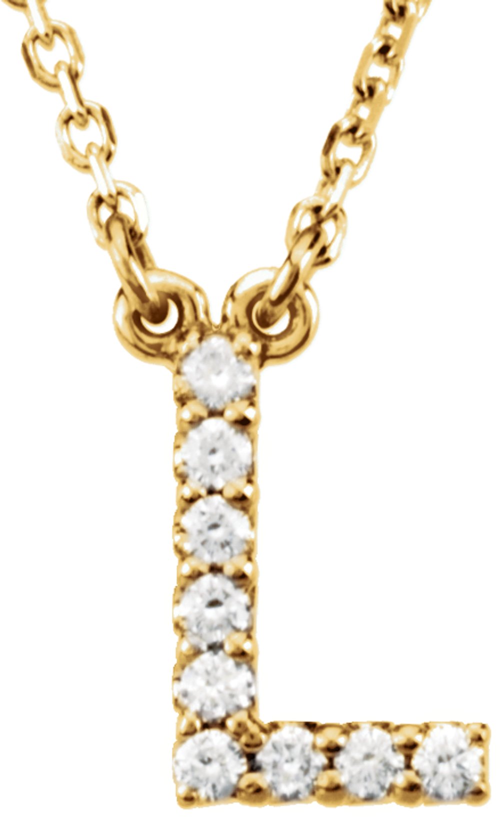14K Yellow Gold .08 CTW Natural Diamond Initial L 16" Necklace