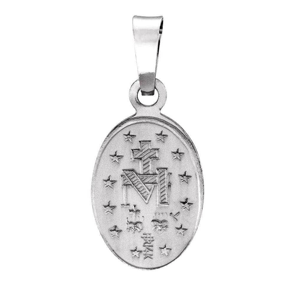 14K White Gold 19x14 mm Oval Miraculous Medal