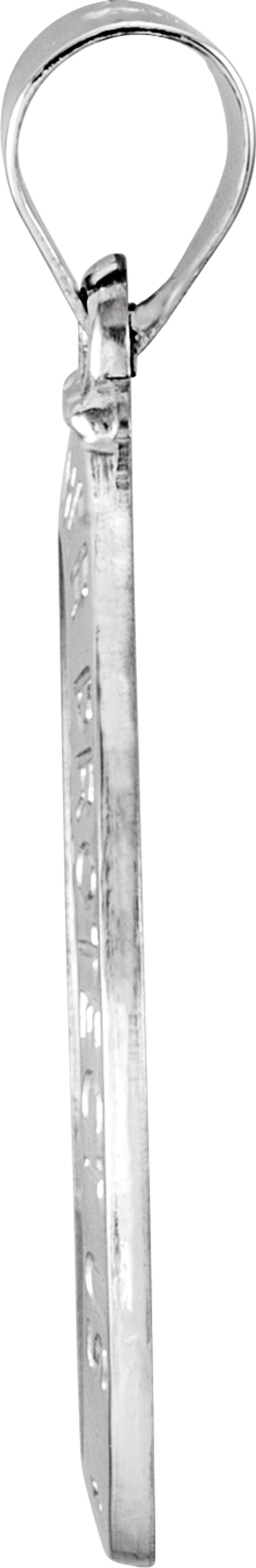 14K White Gold 23.5x16 mm Oval Hollow St. Christopher Medal