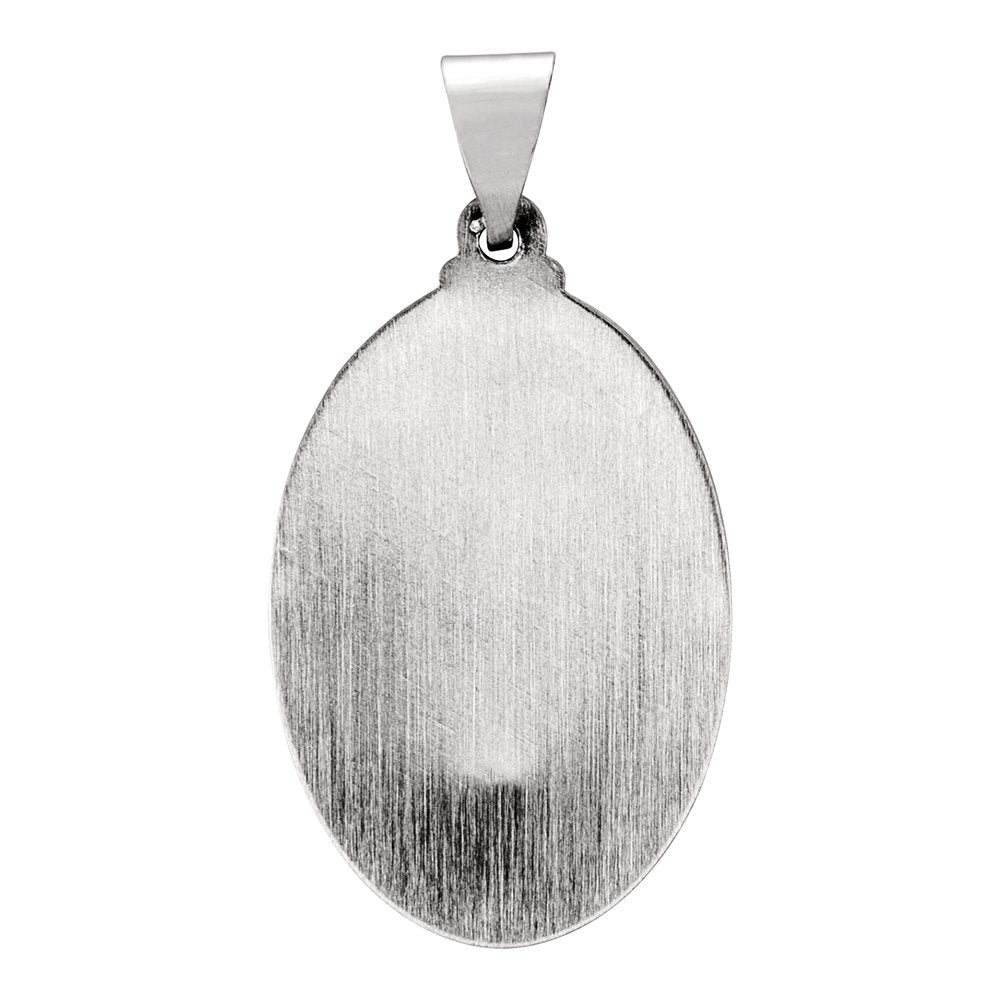 14K White Gold 23.5x16 mm Oval Hollow St. Christopher Medal