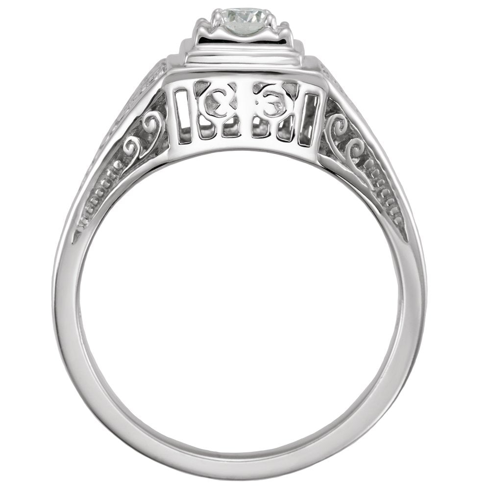 14K White Gold 1/6 CTW Natural Diamond Filigree Ring