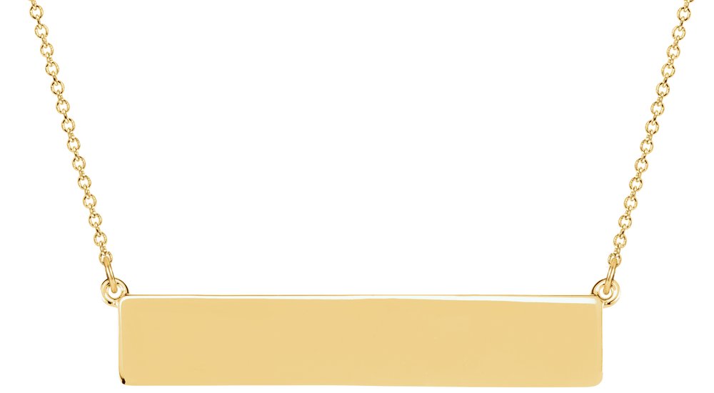 14K Yellow Gold Be Posh® Engravable Bar 17 1/2" Necklace