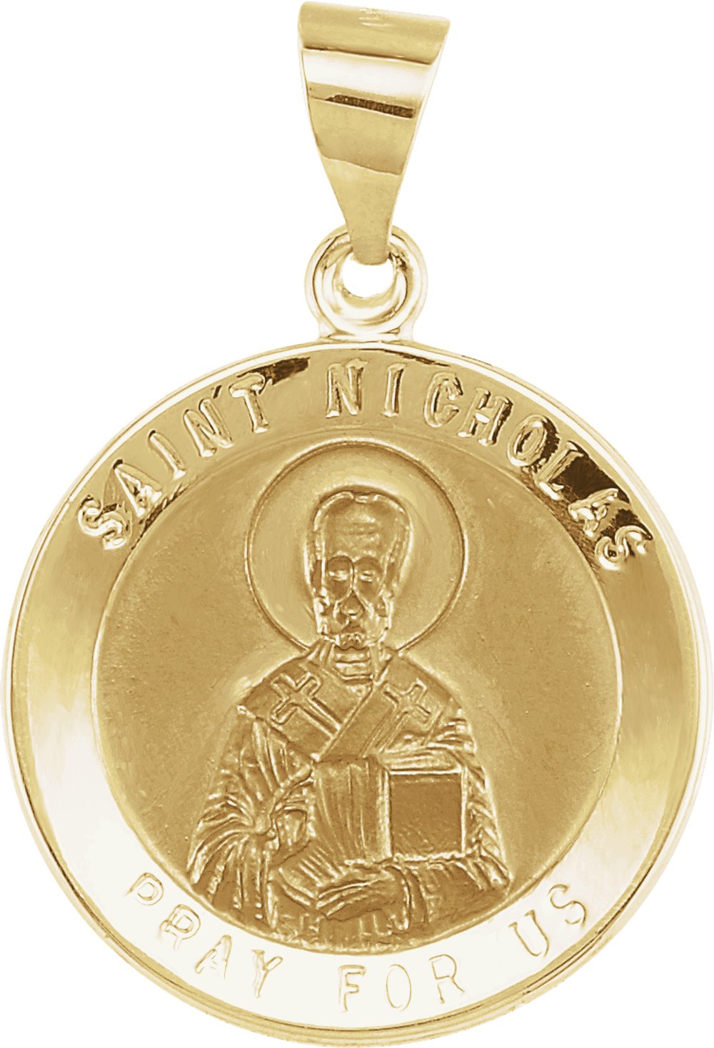 14K Yellow 18 mm Round Hollow St. Nicholas Medal