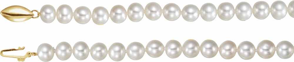 14K Yellow Gold Panache® Cultured White Freshwater Pearl 18" Necklace