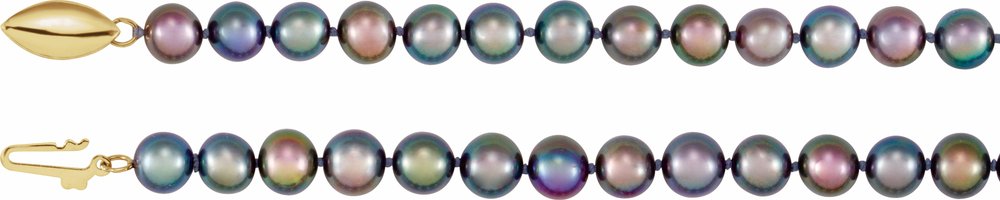 14K Yellow Panache® Cultured Black Freshwater Pearl 20" Necklace
