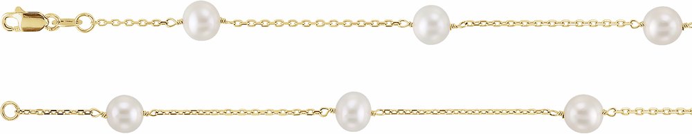 14K Yellow Gold Cultured White Freshwater Pearl 14-Station 18" Necklace
