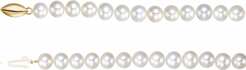 14K Yellow Gold Pansche® Cultured White Freshwater Potato Pearl 18" Necklace
