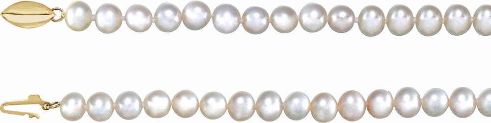 14K Yellow Gold Panache® Cultured White Freshwater Pearl 18" Necklace