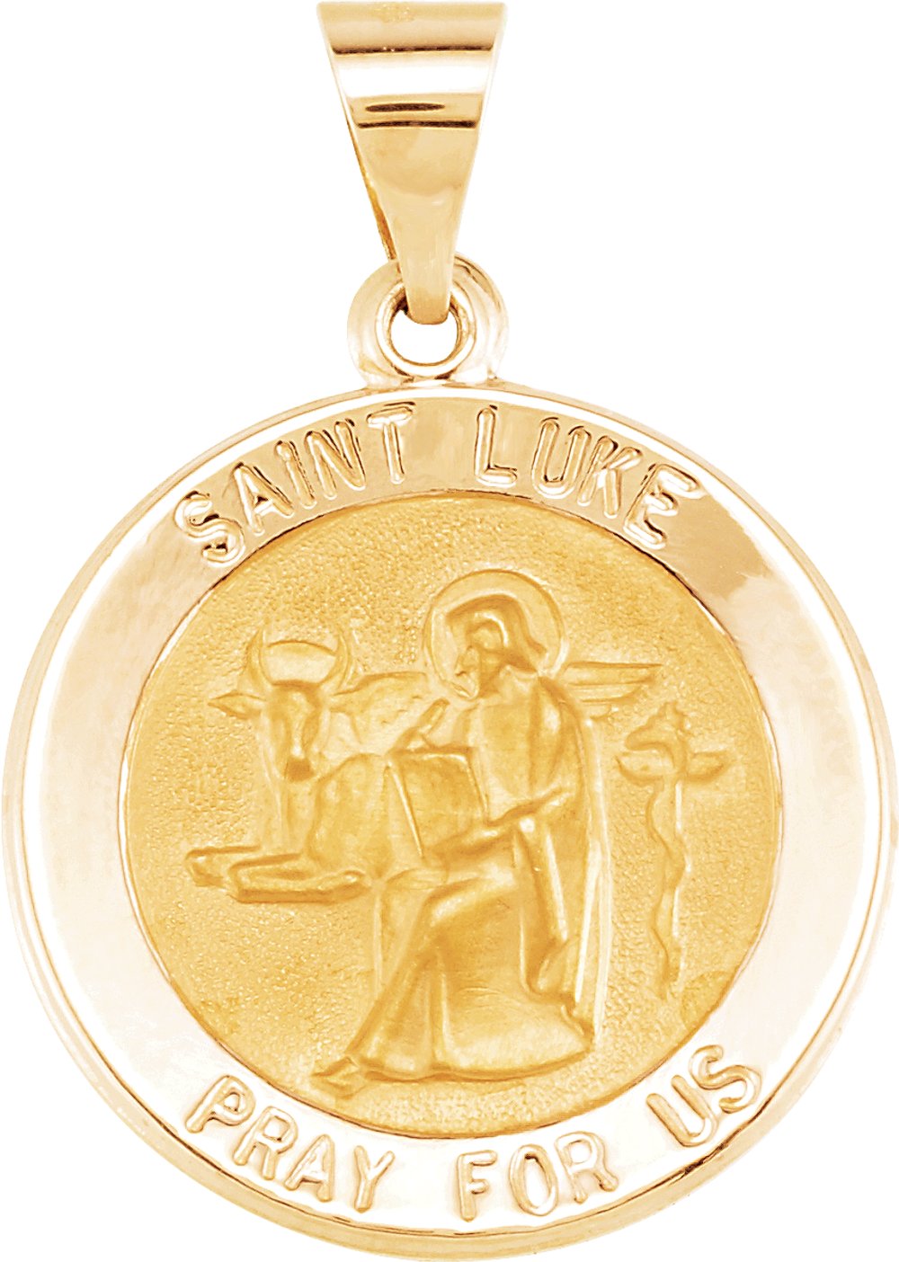 14K Yellow 18 mm Round Hollow St. Luke Medal