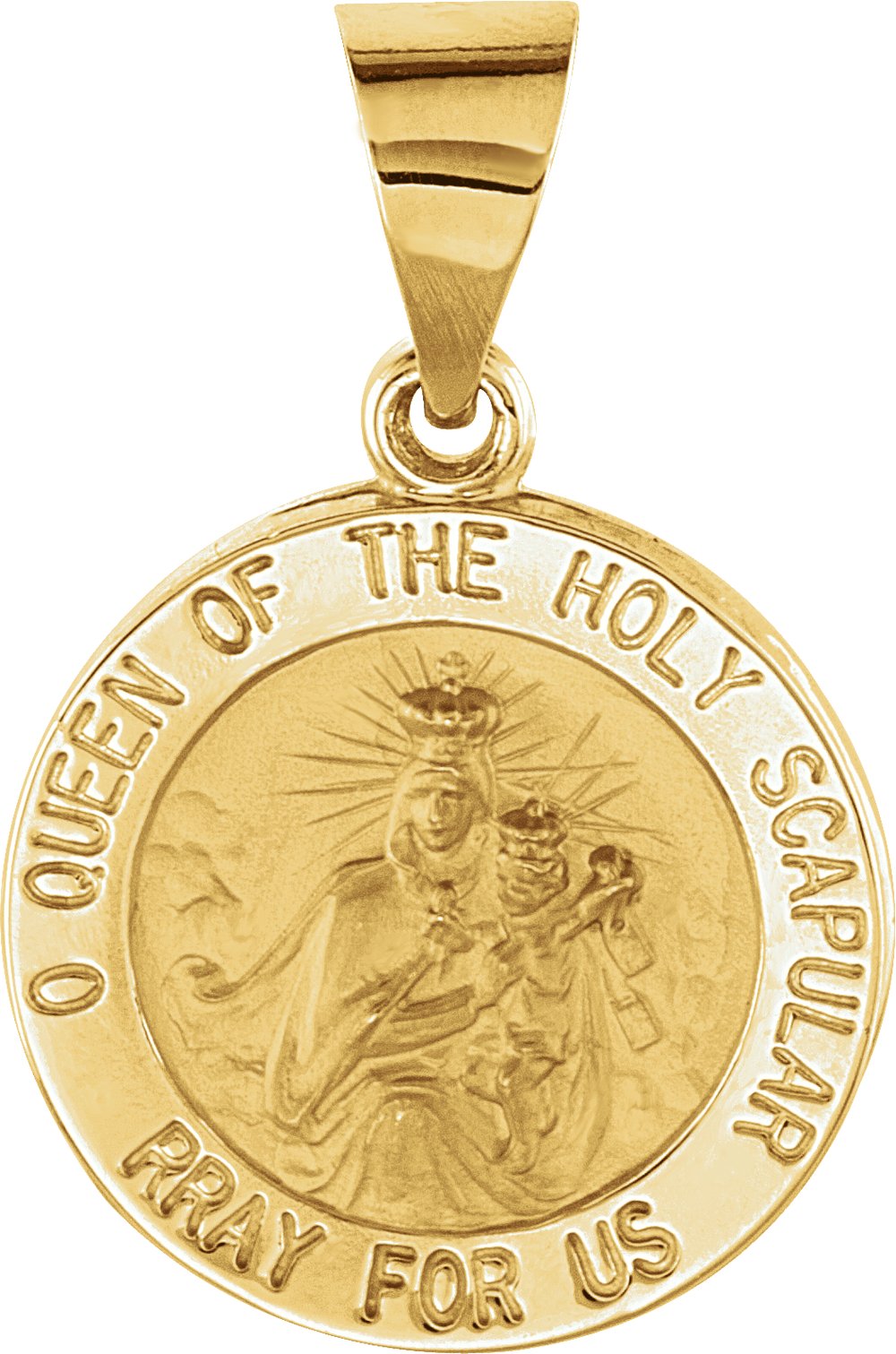 14K Yellow 15x15 mm Round Hollow Scapular Medal
