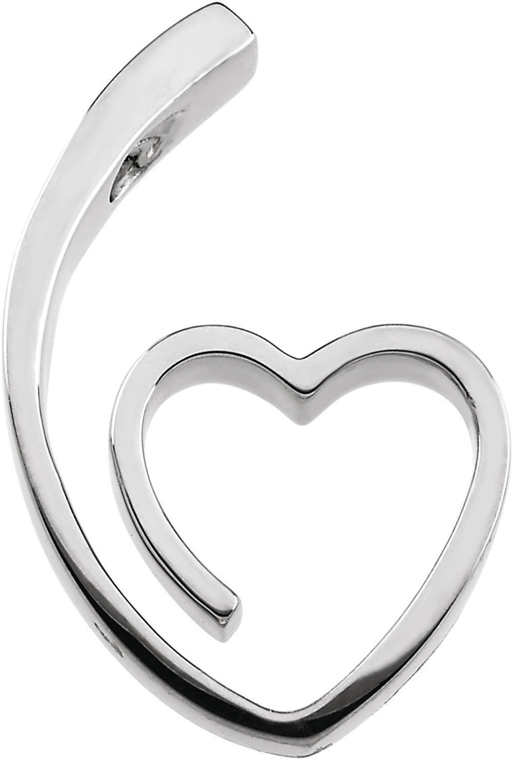 14K White Gold 25x15.5 mm Heart Slide Pendant