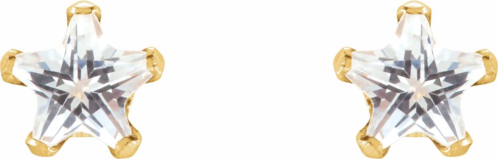 14K Yellow 4x4 mm Imitation White Cubic Zirconia Youth Star Earrings