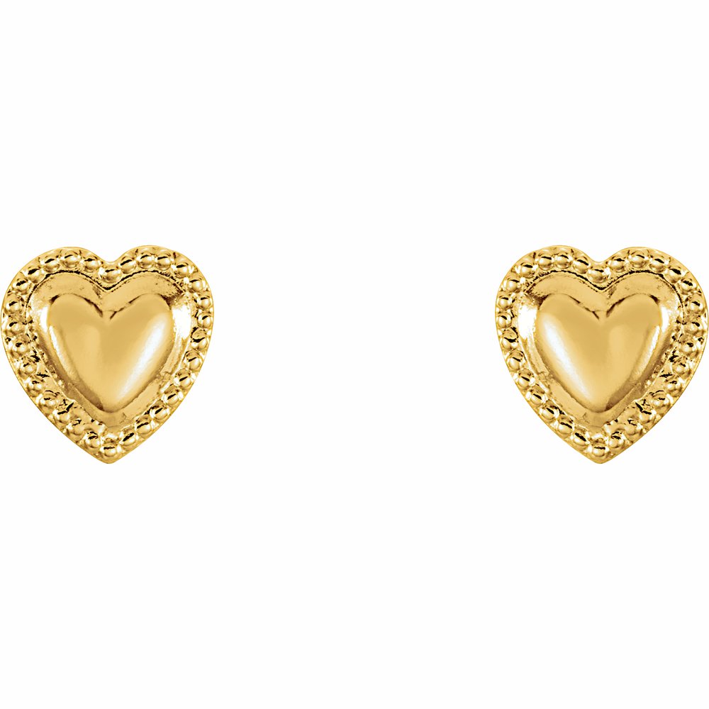 14K Yellow Youth Heart Earrings