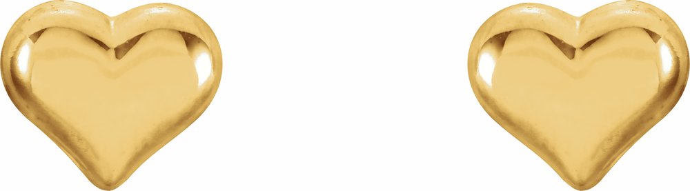 14K Yellow Puffed Heart Earrings