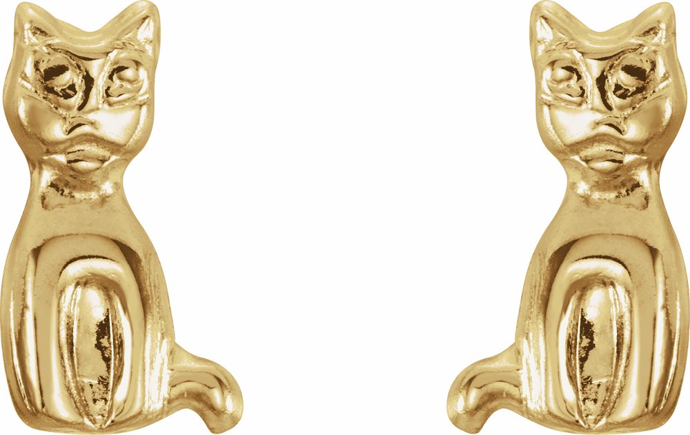 14K Yellow Youth Cat Earrings