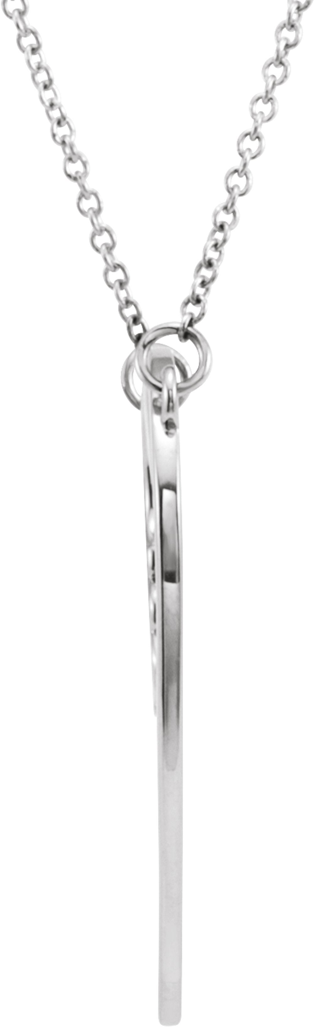 14K White "Mom" Heart 17" Necklace