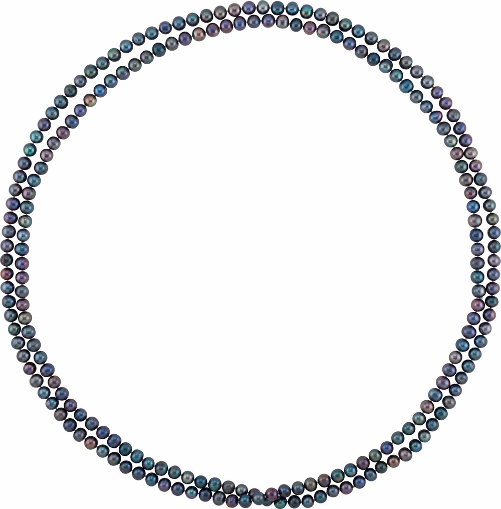 8-8.5 mm Cultured Black Freshwater Pearl 72" Rope Necklace