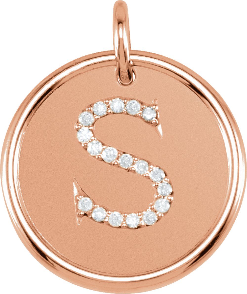 14K Rose Gold 1/10 CTW Natural Diamond Posh Mommy® Initial S Pendant