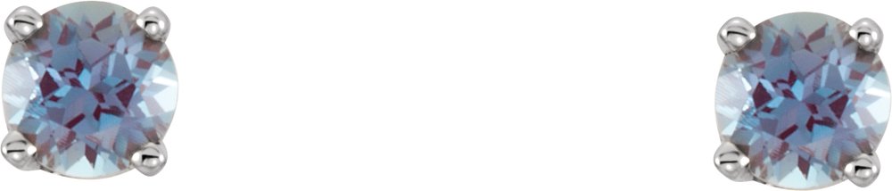 14K White Imitation Alexandrite Youth Earrings