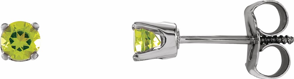 14K White Gold Natural Peridot Youth Earrings