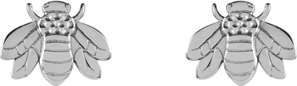 14K White Bumblebee Earrings