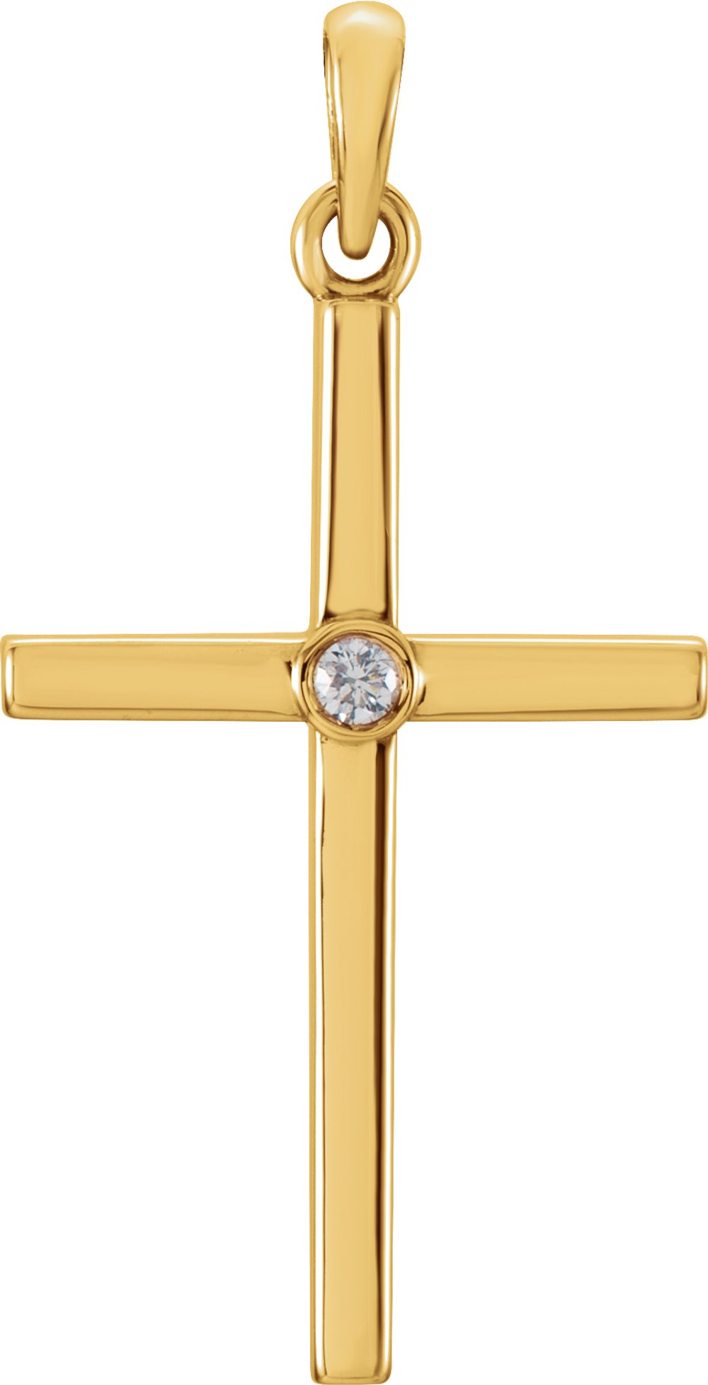 14K Yellow Gold .02 CT Natural Diamond Cross Pendant