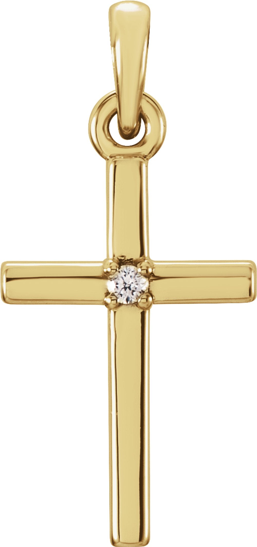 14K Yellow Gold .01 CT Natural Diamond Cross Pendant