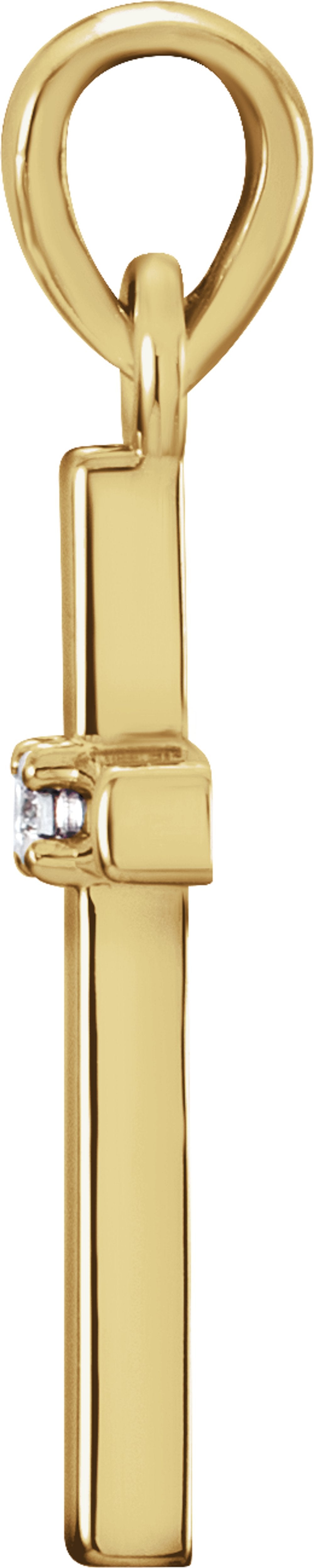 14K Yellow Gold .01 CT Natural Diamond Cross Pendant