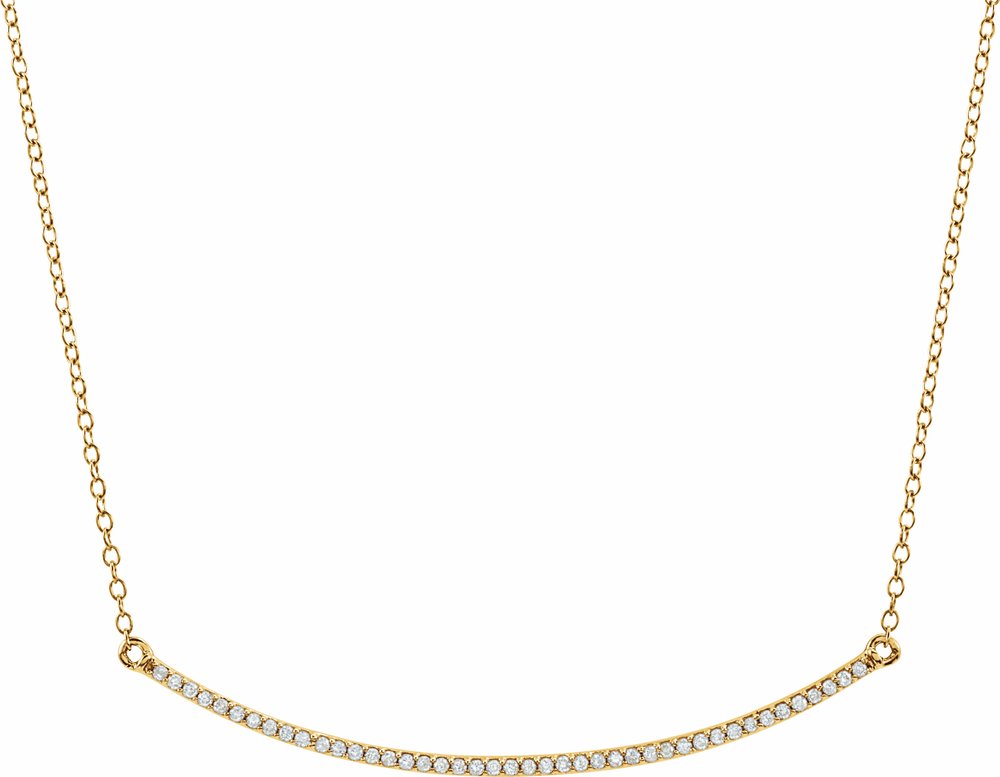 14K Yellow Gold 1/6 CTW Natural Diamond Bar 16-18" Necklace