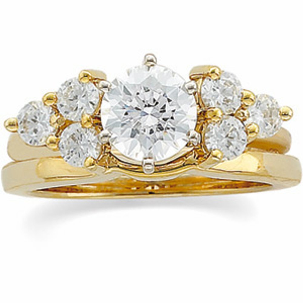 14K Yellow 1/4 CTW Natural Diamond Wrap-Style Enhancer Ring