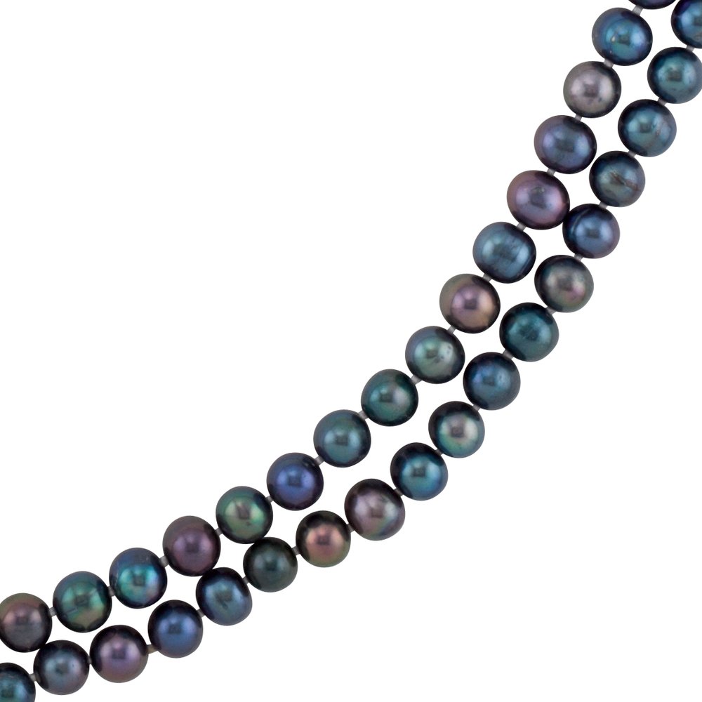 8-8.5 mm Cultured Black Freshwater Pearl 72" Rope Necklace